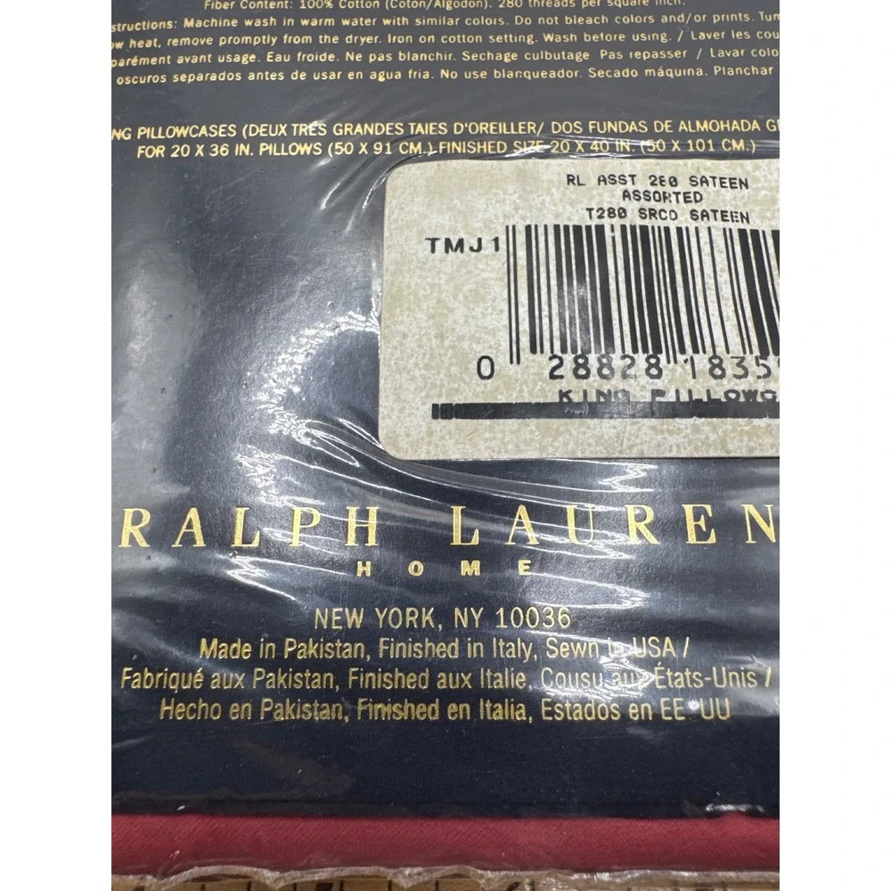 Ralph Lauren Home Estate Burgundy 280 TC Cotton Sateen King Pillowcase Set 2pk